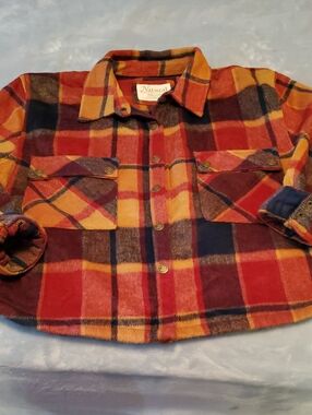 Natural Reflections Plaid Button-Down Shirt Jacket - Red, Orange & Navy